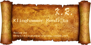 Klinghammer Renáta névjegykártya